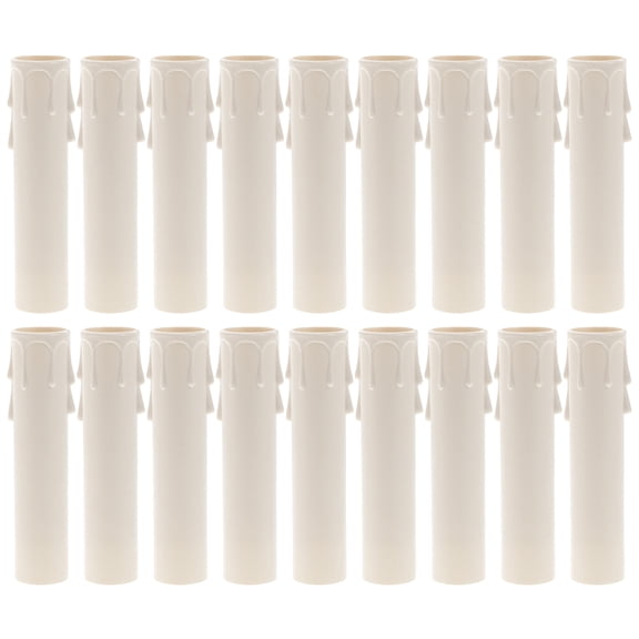 LOLIPPYY 20Pcs White Plastic Candle Covers for Chandelier with Decorative Wax Drip Finish