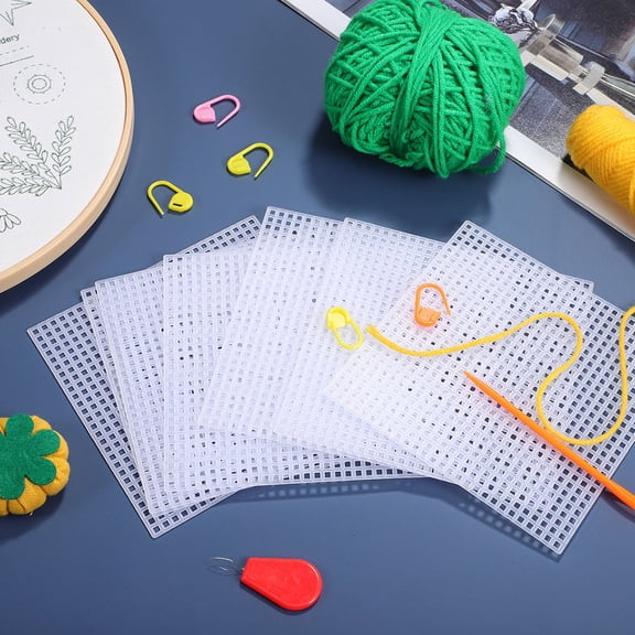 LOLIPPYY 20Pcs White Plastic Mesh Canvas Sheets for DIY Embroidery with Durable Cuttable Grid