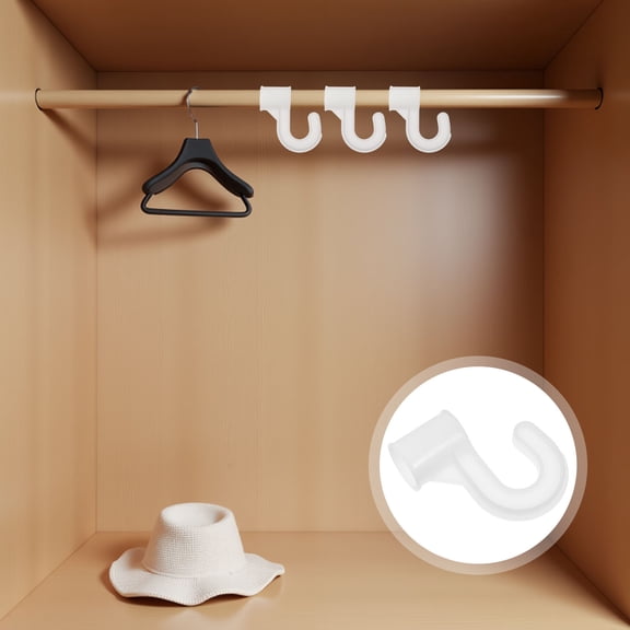 LOLIPPYY 20Pcs White Plastic Wardrobe Rail Brackets for Closet Rod Support with Quick Assembly and Sturdy Design