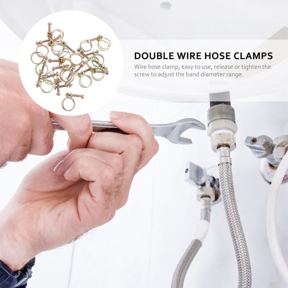 LOLIPPYY 20Pcs Wire Tube Clip Hose Clamp Stainless Steel Adjustable Bolt Locks for Pipe Connection