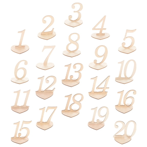 LOLIPPYY 20Pcs Wood Table Numbers for Wedding Party Elegant Seat Number Signs Khaki