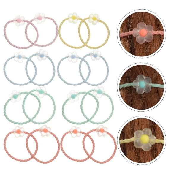 LOLIPPYY 20pcs Clear Mini Hair Elastics Round Elastic Hold Hair For Teenagers Festivals