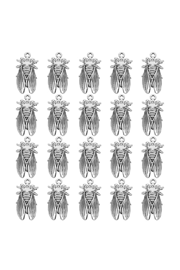 20pcs Insect Charms: Cicada Charms for Jewelry Making - Antiqued Silver Pendants - Vintage Alloy Beads for DIY Necklace Bracelet Handmade Crafts