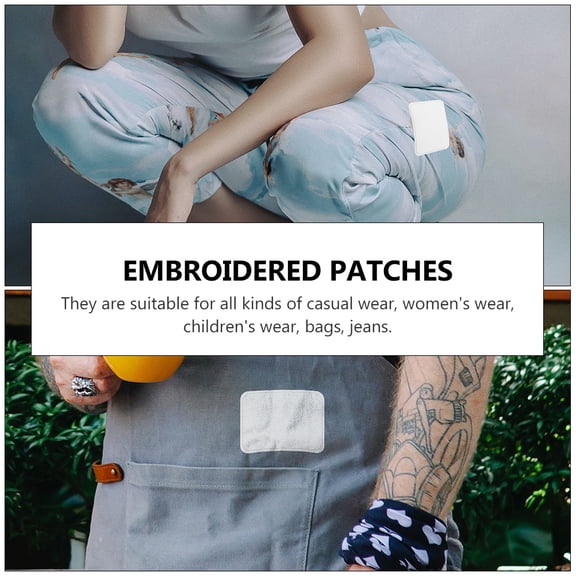 LOLIPPYY 20pcs Iron On Embroidery Patches White Cloth Decoration for Clothes Daily Use