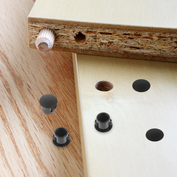 LOLIPPYY 20pcs Screw Hole Cover Round Hole Plug Black Plastic Hole Blocking for Furniture