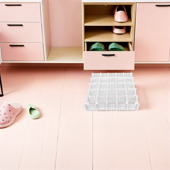 LOLIPPYY 24Pcs Adjustable Plastic Drawer Separator Panels for Kitchen Bedroom Storage