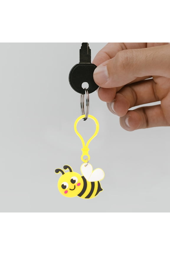24Pcs Bee Charm Keyring PVC Party Favor for Backpack Accessory and