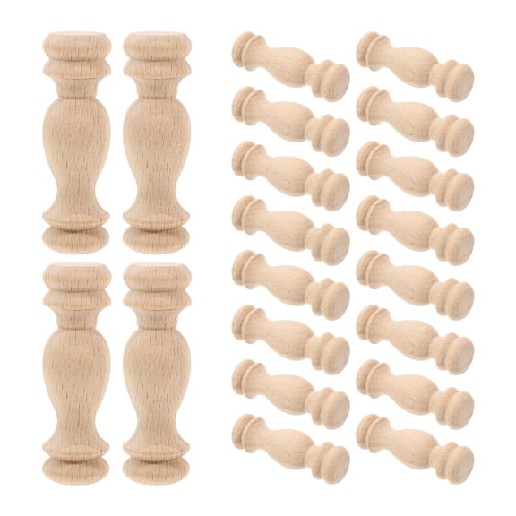 LOLIPPYY 24Pcs Beige Wooden Stair Balusters with Smooth Finish Decorative Finials for Home Stair Railings