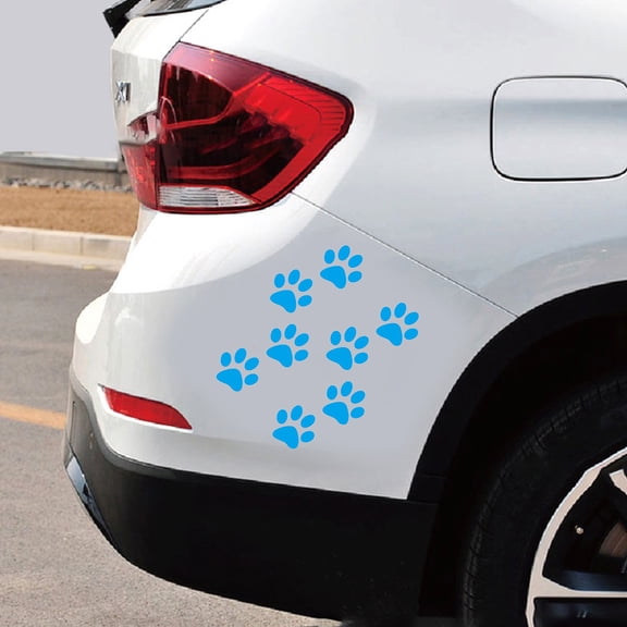 LOLIPPYY 24Pcs Blue Cat Footprint Car Window Sticker Firm Adhesion Car Decoration