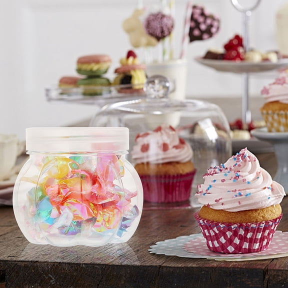LOLIPPYY 24Pcs Clear Pumpkin Candy Jars Multi Functional Snack and Cookie Storage Jar