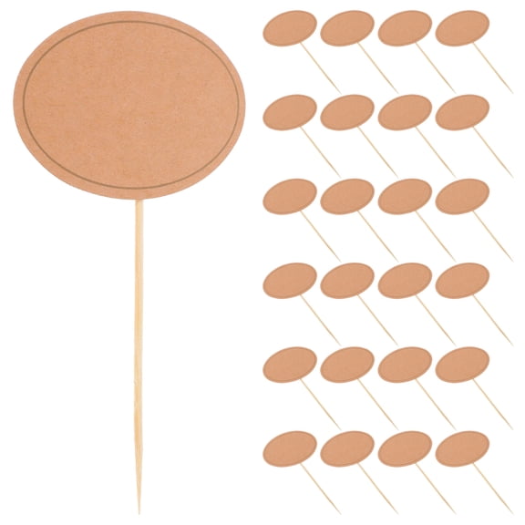 LOLIPPYY 24Pcs Colorful Blank Toothpick Flags for Buffet Food Light Brown Paper Catering Supplies