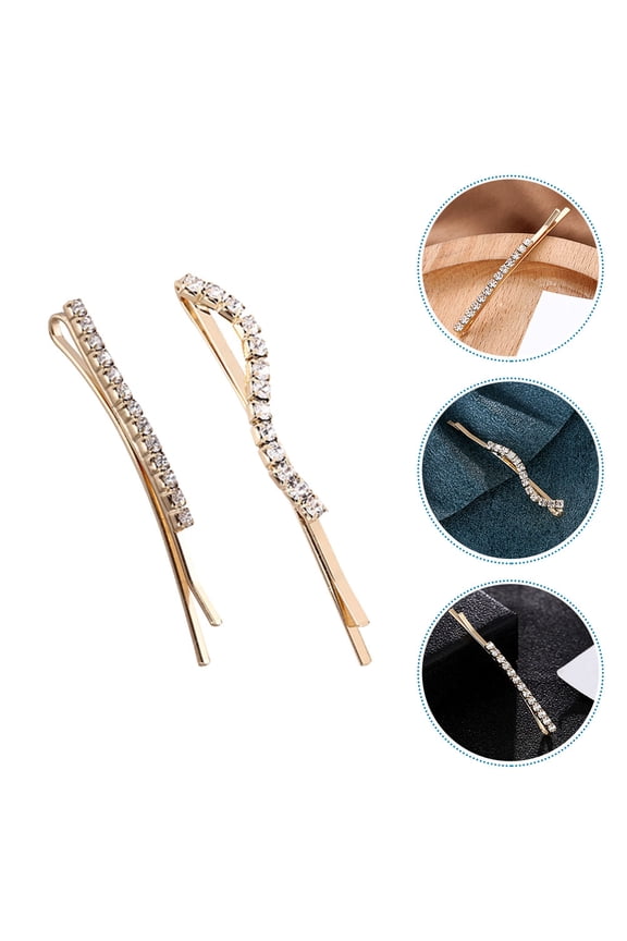 24Pcs Decorative Rhinestone Bobby Pins for Hair Glamorous Golden Hair Accessories