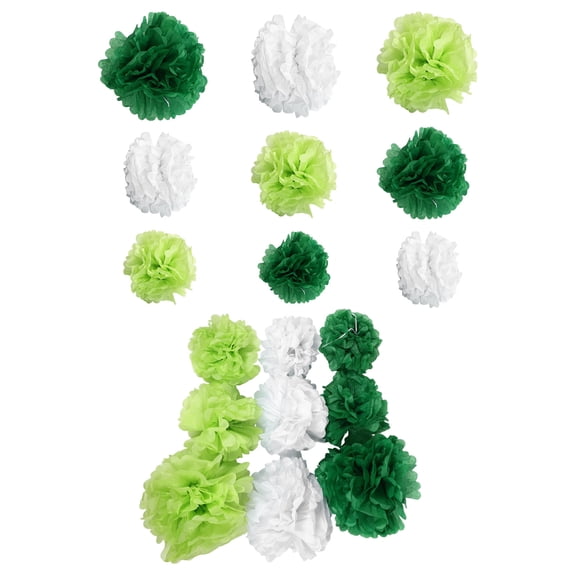 LOLIPPYY 24pcs Pom Poms Tissue Paper Green Hanging Flower Balls for Wedding