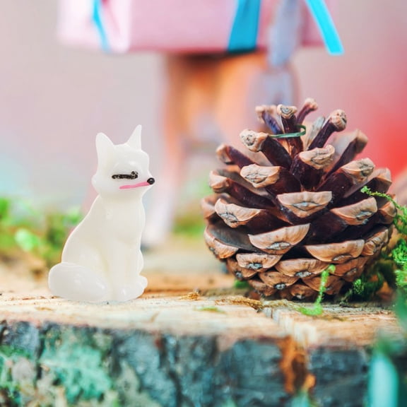 LOLIPPYY 24Pcs Durable White Resin Fox Figurines Resin Animal Model for Desktop Display