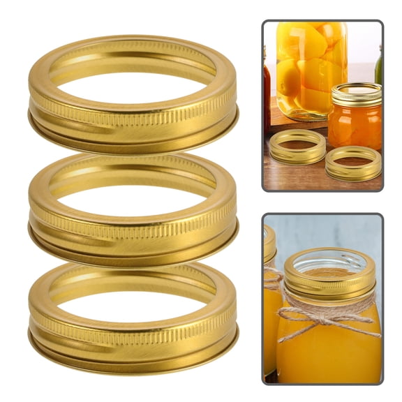 LOLIPPYY 24Pcs Golden Tinplate Wide Mouth Canning Jar Bands Reusable for Jam Fruits and Beverage Storage