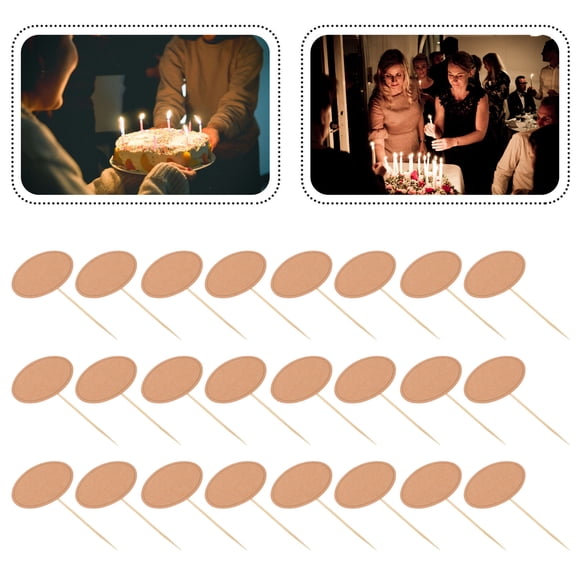 LOLIPPYY 24Pcs Party Food Labels for Adults Light Brown Paper Rectangular Decorative Prop