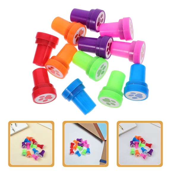 LOLIPPYY 24Pcs Self Inking Dog Paw Stamps Assorted Color for DIY Crafts Journals and Creative Projects