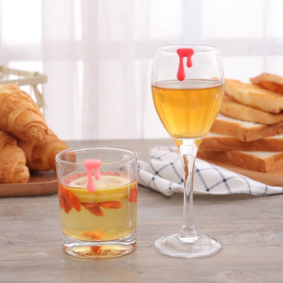 LOLIPPYY 24Pcs Silicone Wine Glass Charms Water Drop Shape Glass Identifiers Party Accessories