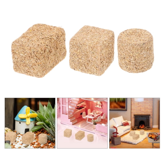 LOLIPPYY 24Pcs Small Decorative Hay Bales Khaki Faux Straw for Autumn and Outdoor Display