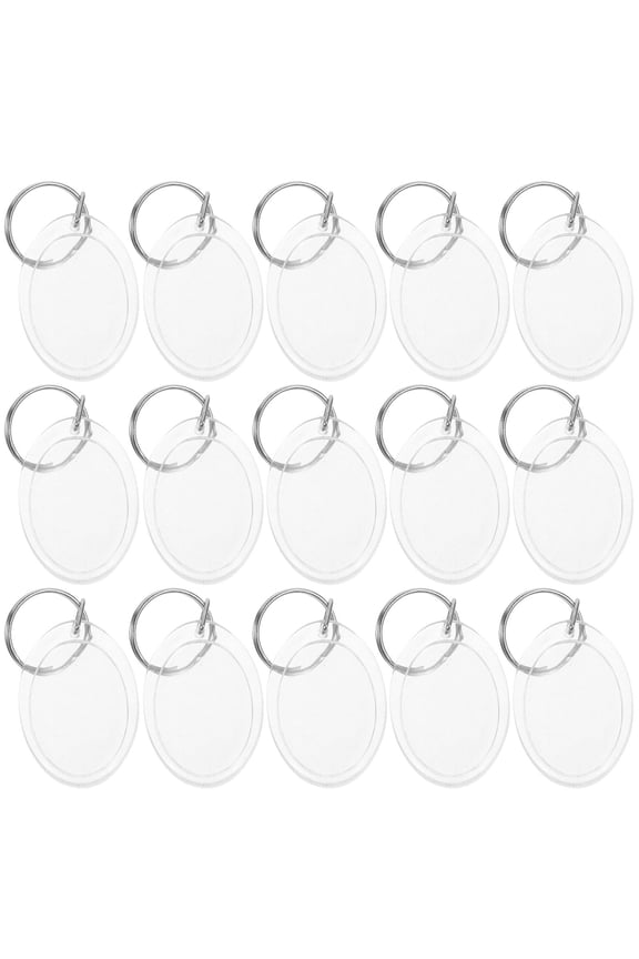 24-Pack White Blank Insert Keyring Photo Frames with Acrylic and Metal, Ideal for Hanging Keys and Small Photos