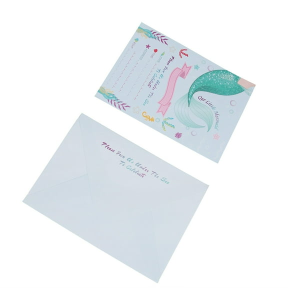 LOLIPPYY 24Sets Mermaid Party Invitation Cards and Envelopes Set for Birthday and Celebration Use