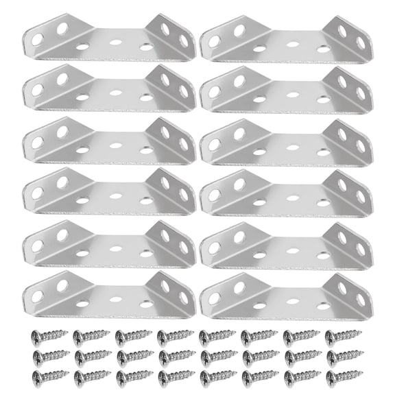 LOLIPPYY 24Sets Stainless Steel Cabinet Triangle Corner Brackets for Furniture Support Plated Silver