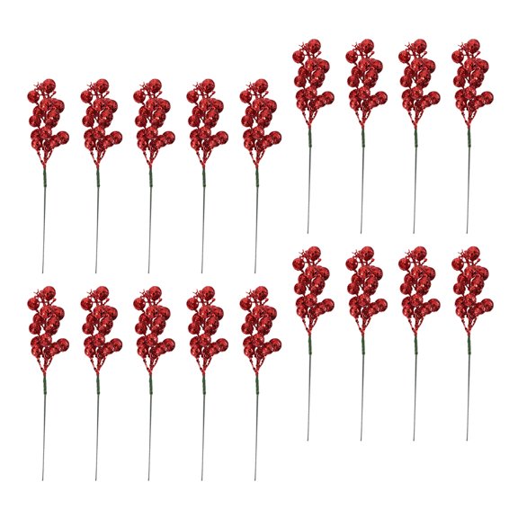 LOLIPPYY 24pcs Artificial Berry Branches Decorative Plastic Stems for Christmas Holiday Photography Props