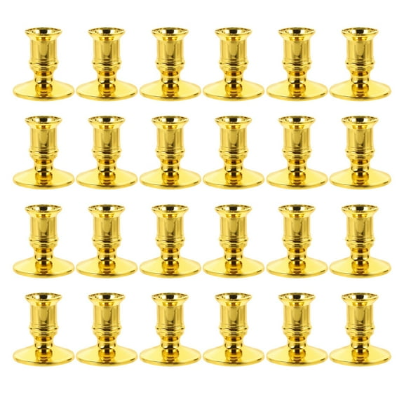 LOLIPPYY 24pcs Dining Table Centerpiece Golden Plastic Candlestick Candles for Weddings