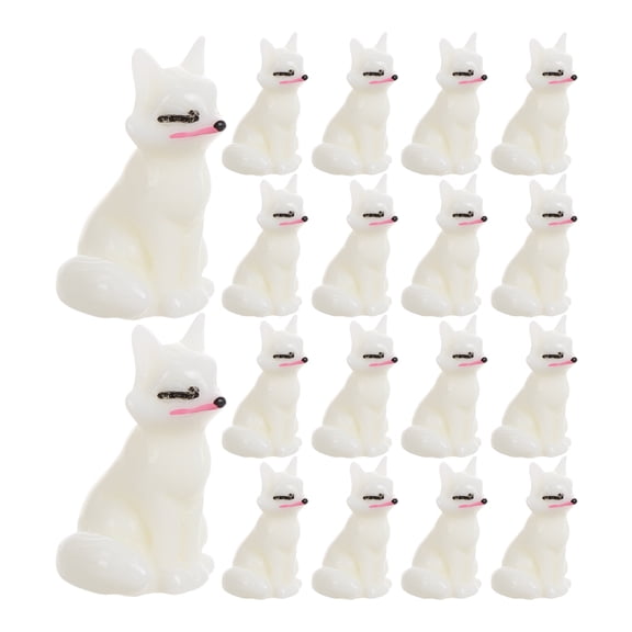 LOLIPPYY 24pcs Fox Figurine Fox Miniature Decor Set White Resin Desktop Ornament For Study Table