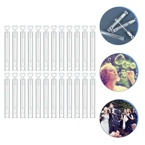 LOLIPPYY 24pcs Heart Mini Bubble Wands Toys Transparent Refillable for Outdoor Activities