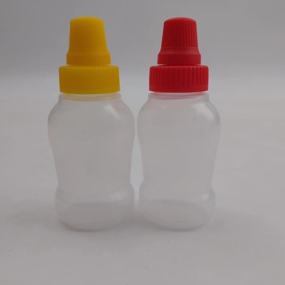LOLIPPYY 24-Pack Mini Squeeze Bottles 0.8oz/23ml Clear Refillable Plastic Containers for Sauce, Ketchup, Salad Dressing, BBQ, Kitchen Use
