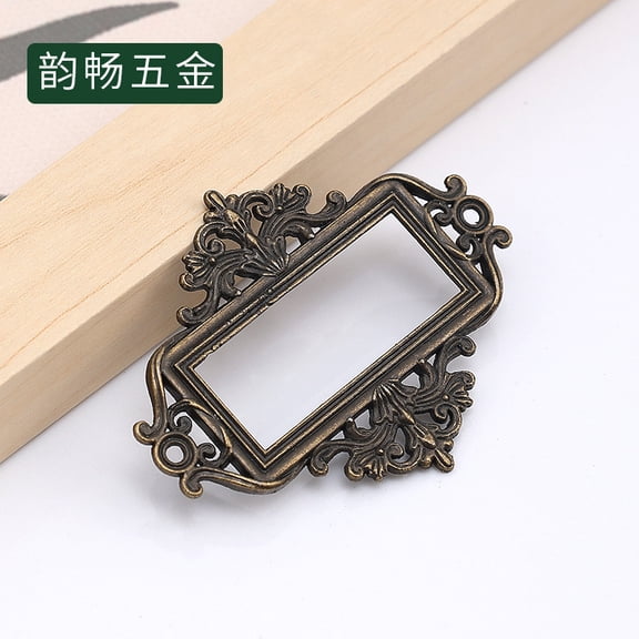 LOLIPPYY 24pcs Vintage Label Holder: Retro Metal Decorative Drawer Box Tag Card Slot Label Frame for File Drawer Cabinet Office Storage
