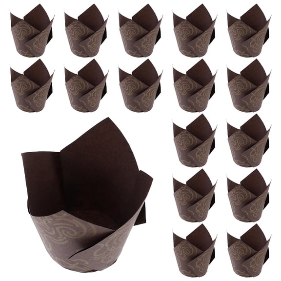 LOLIPPYY 250Pcs Coffee Tulip Cupcake Liners Greaseproof Paper Baking Cups for Muffins and Pastries