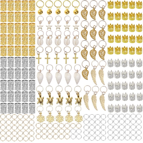 LOLIPPYY 250pcs Dreadlock Hairpin Metal Shell Hair Decoration Girl Hairstyle Headdress