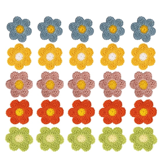 LOLIPPYY 25Pcs Assorted Color Sew on Clothes Patches Flower Shape for Garment Repair and Decor