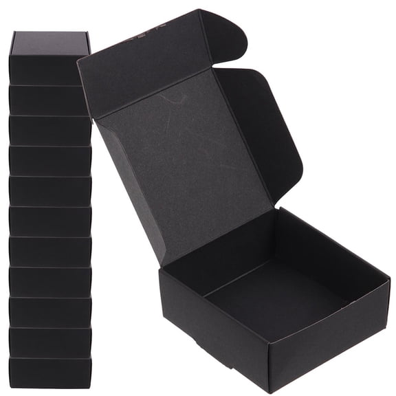 LOLIPPYY 25Pcs Black Paper Packing Boxes Mailing Boxes with Smooth Edges for Storage