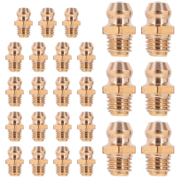 LOLIPPYY 25Pcs Grease Fitting Kit Brass Zerk Fittings Set for Pipe Automotive and Industrial Use