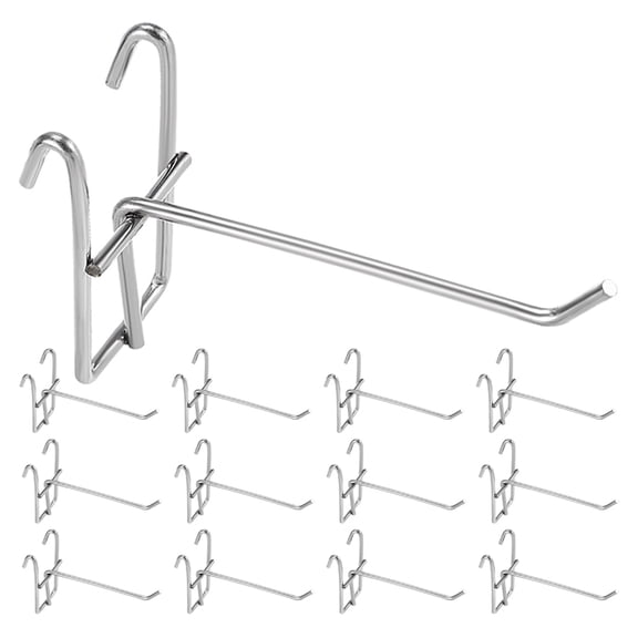 LOLIPPYY 25Pcs Grid Wall Hooks Silver Metal Display Hooks for Retail Store Shelving and Home Organization