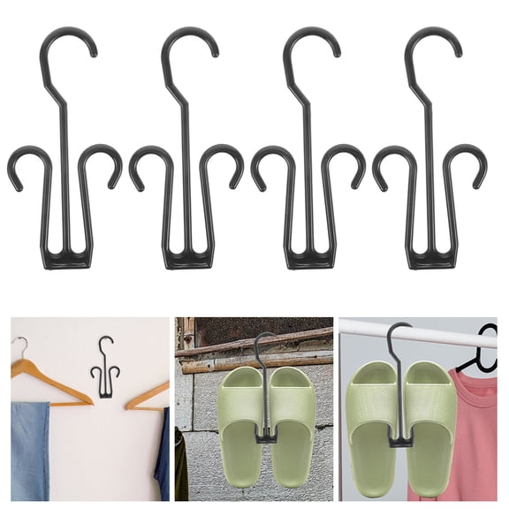 LOLIPPYY Black Plastic Shoe Hooks for Wall Organizing and Drying Shoes 25Pcs