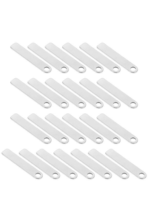 25Pcs Silver Stainless Steel Blank Tags for Keychains Number Tags and Metal Labeling