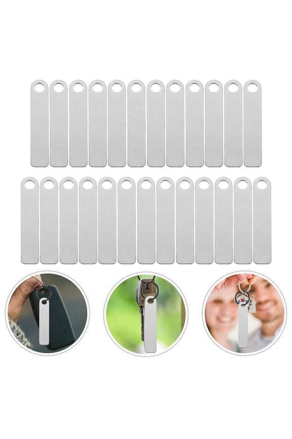 25Pcs Simple Design Stainless Steel Tags Silver Key Labels for Multi Purpose Use