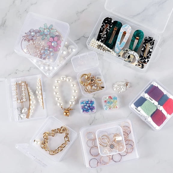 LOLIPPYY 25Pcs Transparent Embroidery Floss Organizer Plastic Box with Lids for Beads