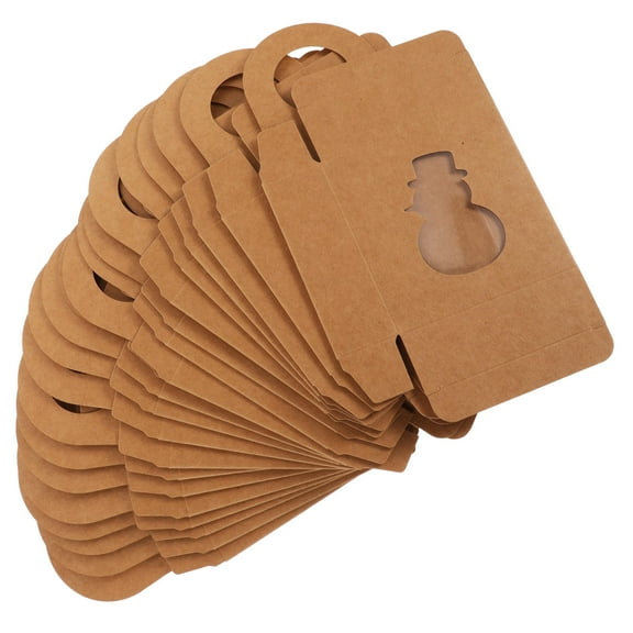 LOLIPPYY 25-Pack Kraft Paper Wine Bottle Gift Boxes with Window, Khaki Rectangular Protective Packaging Set