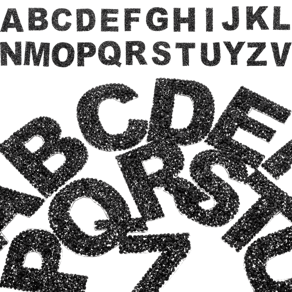 LOLIPPYY 26Pcs Glitter Rhinestone Alphabet Stickers Iron on for Clothing Hats and Scrapbooks