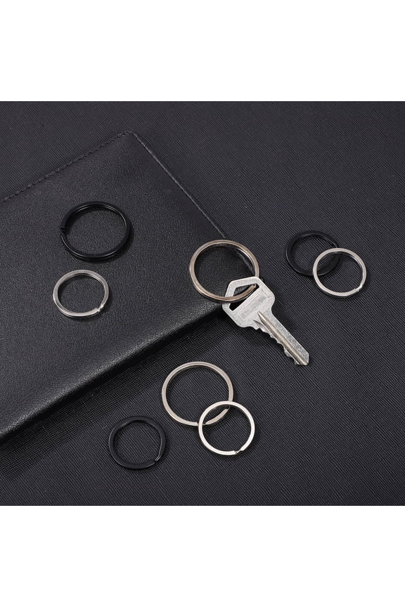 28Pcs Metal Key Rings Round Flat Split Keychains for Organizing Keys and Charms