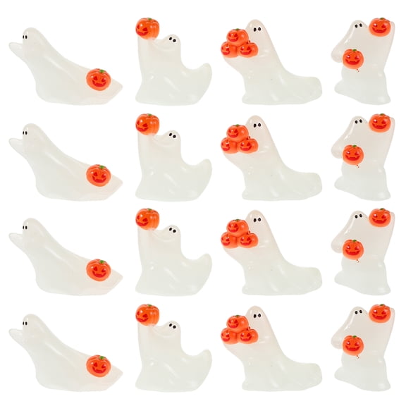 LOLIPPYY 28pcs Halloween Miniatures: Glow In The Dark Pumpkin Ghost Figurine - Halloween Resin Miniatures For Party Decorations Haunted House Decor