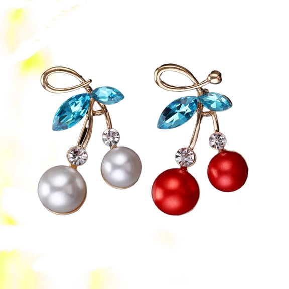 LOLIPPYY 2PCS Cherry Brooch Set for Women, Stylish Multi-Alloy Fashion Accessories, Perfect Decoration