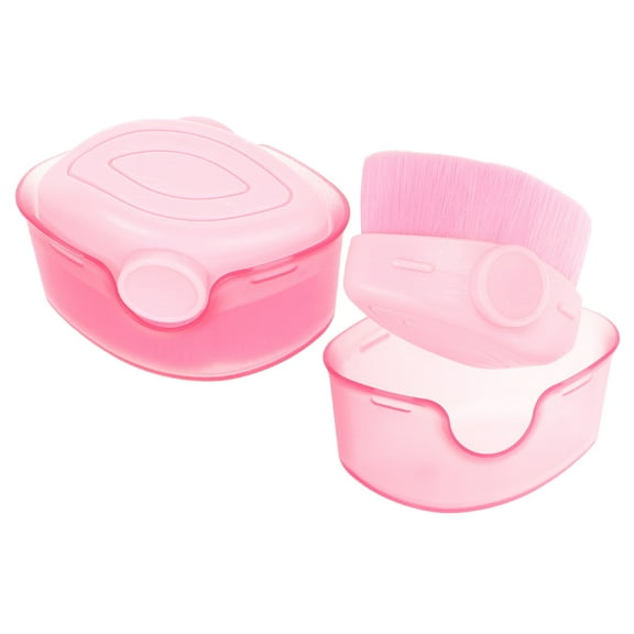 LOLIPPYY 2PCS Dense Foundation Brush Concealer Makeup Tool Set Plastic Pink Oval for Women Everyday Use