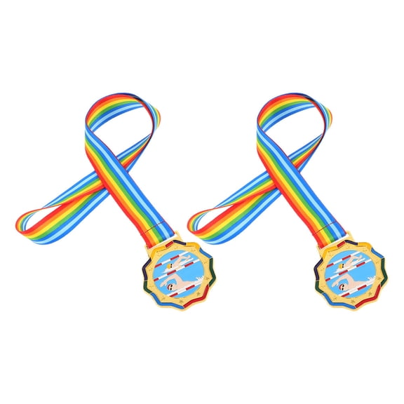 LOLIPPYY 2PCS First Place Medals with Ribbons, Zinc Alloy Awards for Students, Perfect for Competitive Events and School Achievements