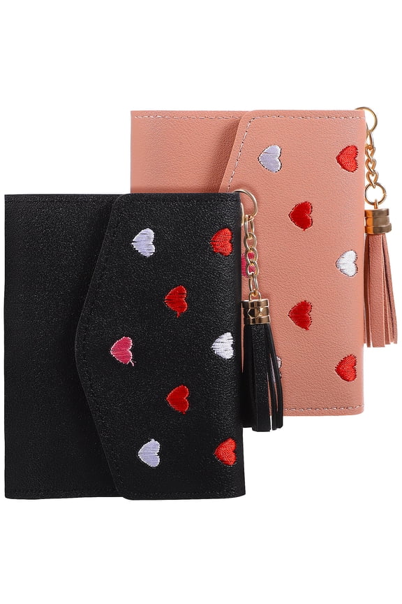 2-Pack Black PU Cash Storage Pouch Organizer for Travel and Everyday Use